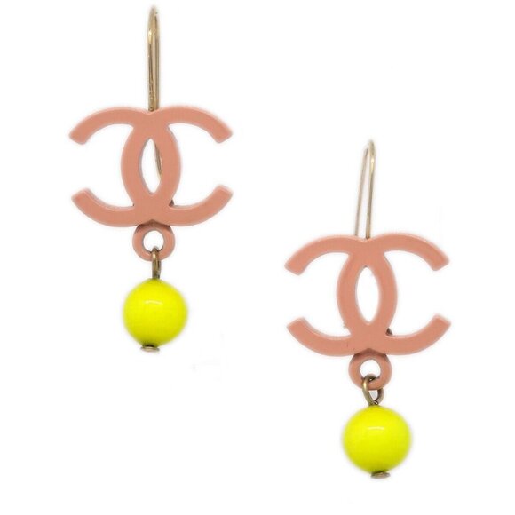 Chanel Dangle Piercing Earrings Pink - Picture 1 of 5